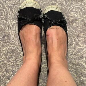 Michael Michael Kors black espadrilles with bow tassels in front in 7
